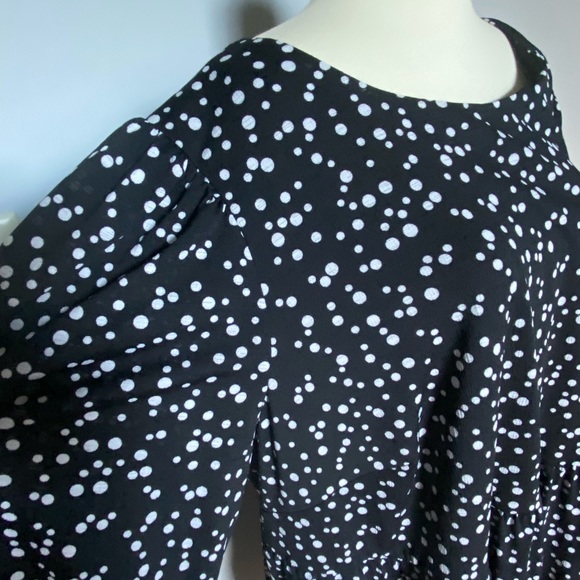 Jessica Howard Black White Polka Dot Ruffle Dress with Pockets Size 20W - Picture 3 of 7